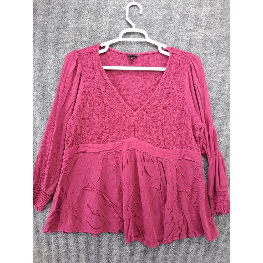 Torrid Top Womens 3 Pink Long Sleeve Vneck